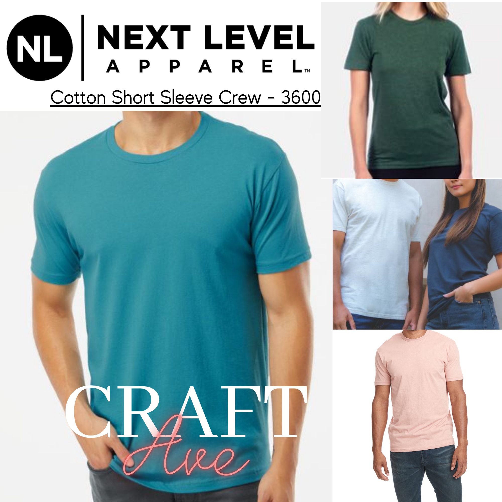 Next Level 3600 Unisex Cotton T Shirt - Teal - L