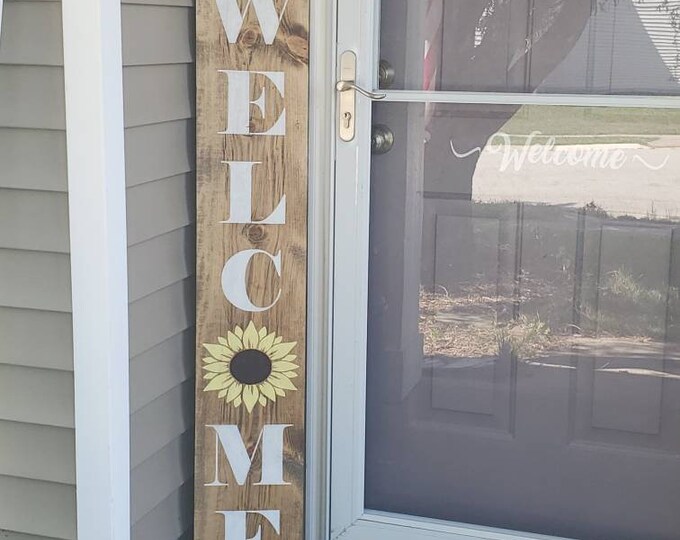 Sunflower welcome sign leaner porch sign with sunflower