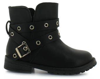 Girl/'s Tropicana black quilted napa dress boot