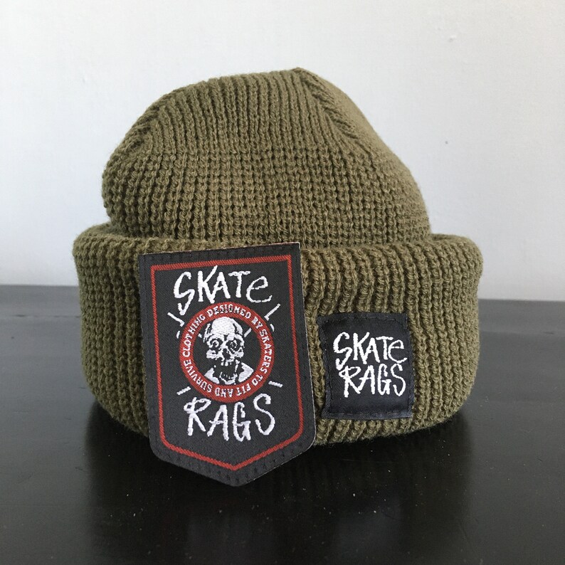 Skate Rags Watch Cap Commando Hat Beanie Embroidered Patch Etsy