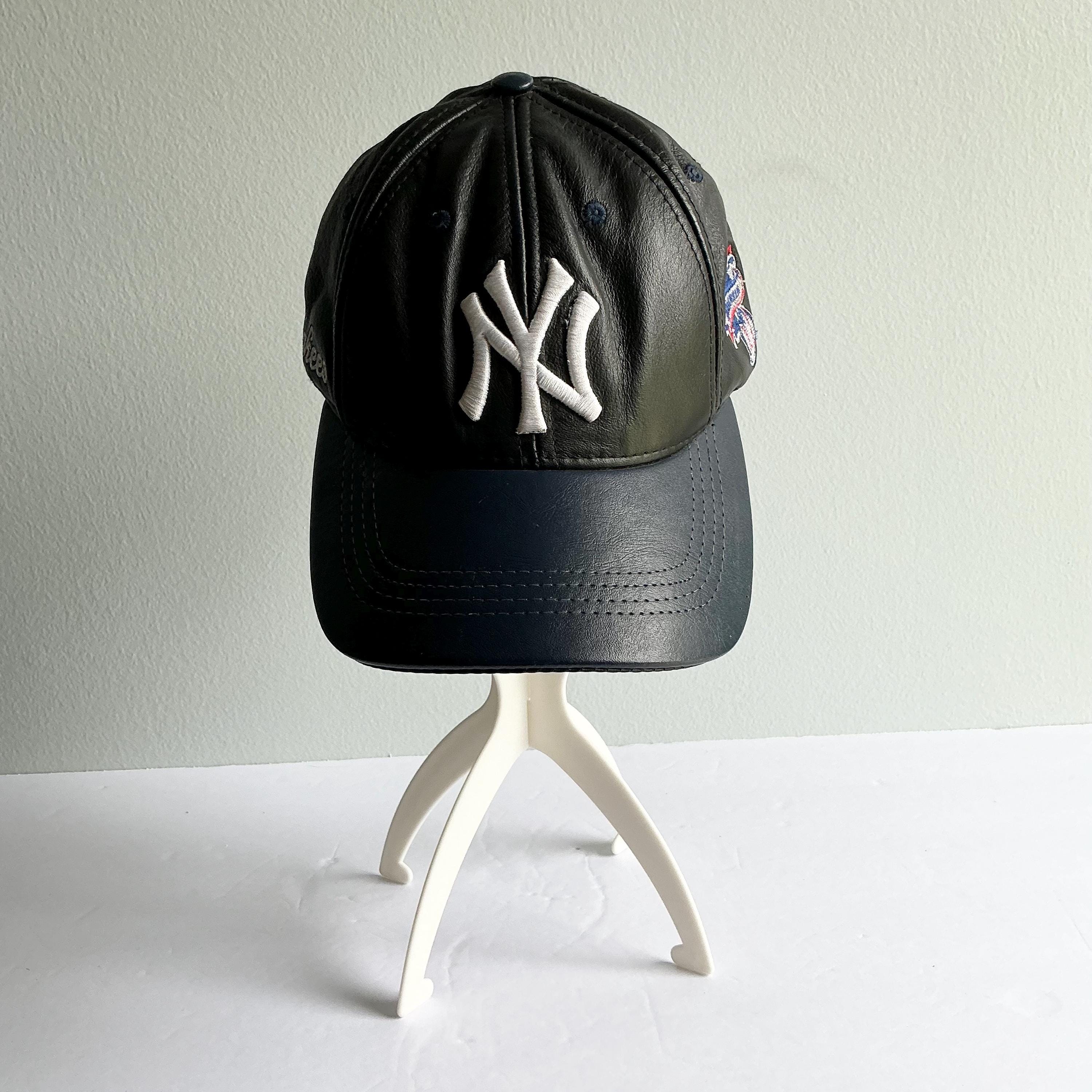 帽子 new york hat real leather casquette Vintage New York Yankees Genuine Leather Strapback Hat – 1990s