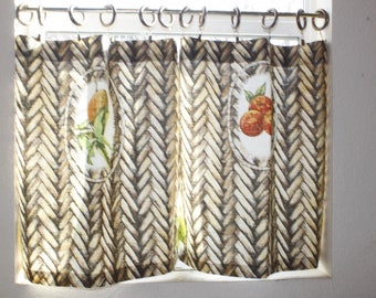 Cafe curtains, kitchen cafe curtains, fruit pattern.