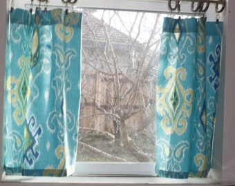 Cafe curtains, kitchen cafe curtains, Mill Creek drapery fabric.