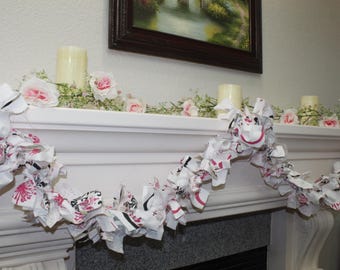 Spring fabric garland, Rag country garland, Easter garland.