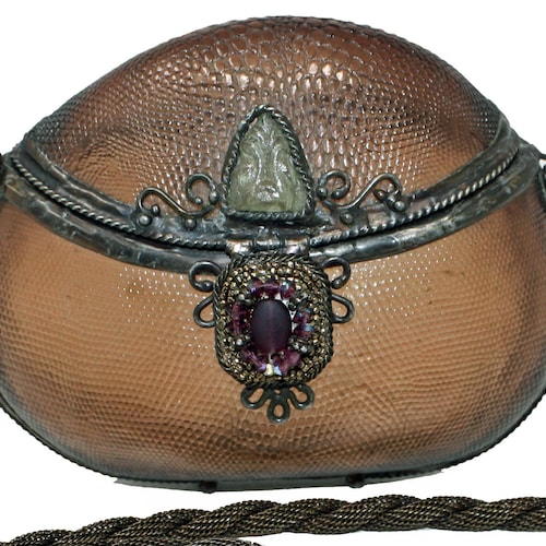 Maya Evangelista Hard Resin Cross Body Bag with Removable shops Beaded Strap in Amber, Vintage Brutalist 1980's Handmade Purse