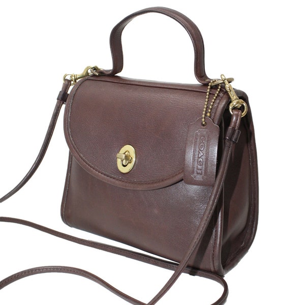 Coach Regina Crossbody Style 9983 in Dark Mahogany Brown Leather, Made in USA, Top Handle Mini Satchel, Serial No. H5C-9983