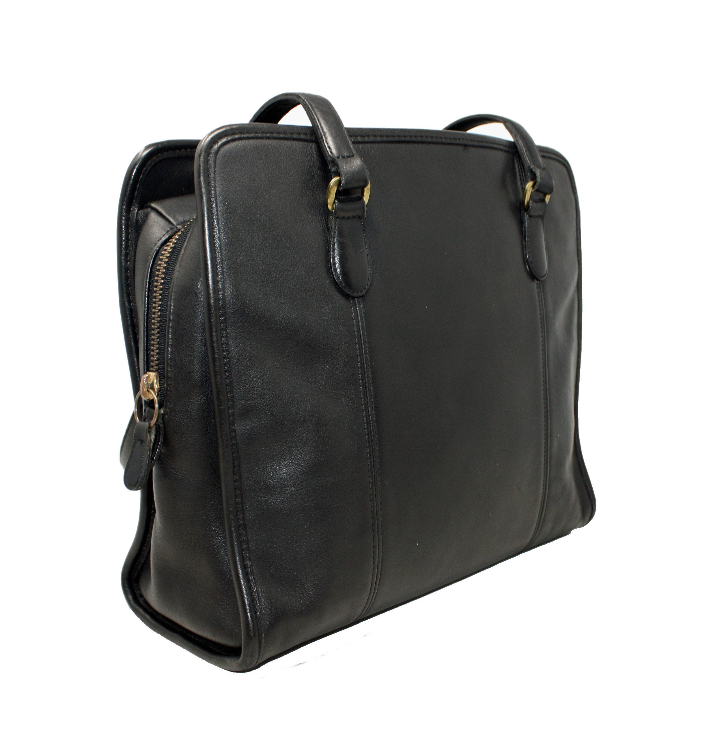 Coach Compartment Tote Style 9872 in Black Leather, 90's Shopper