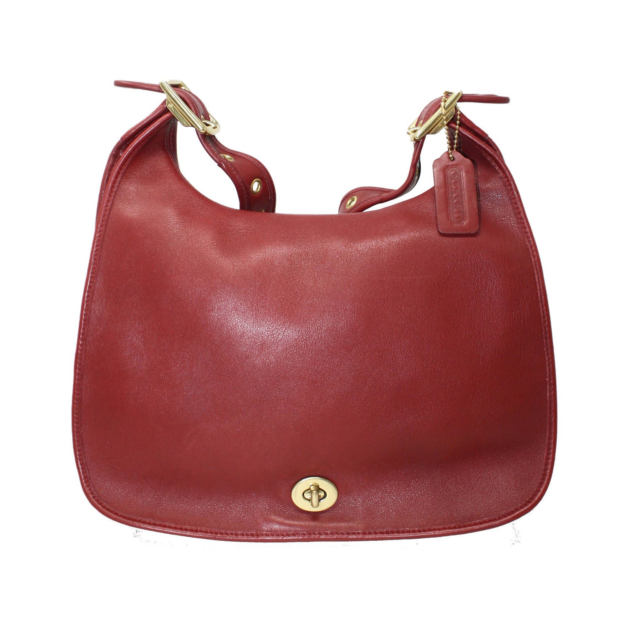 Coach Saddle Bag Style 9718 in Dark Red Leather, Vintage 90's Flap