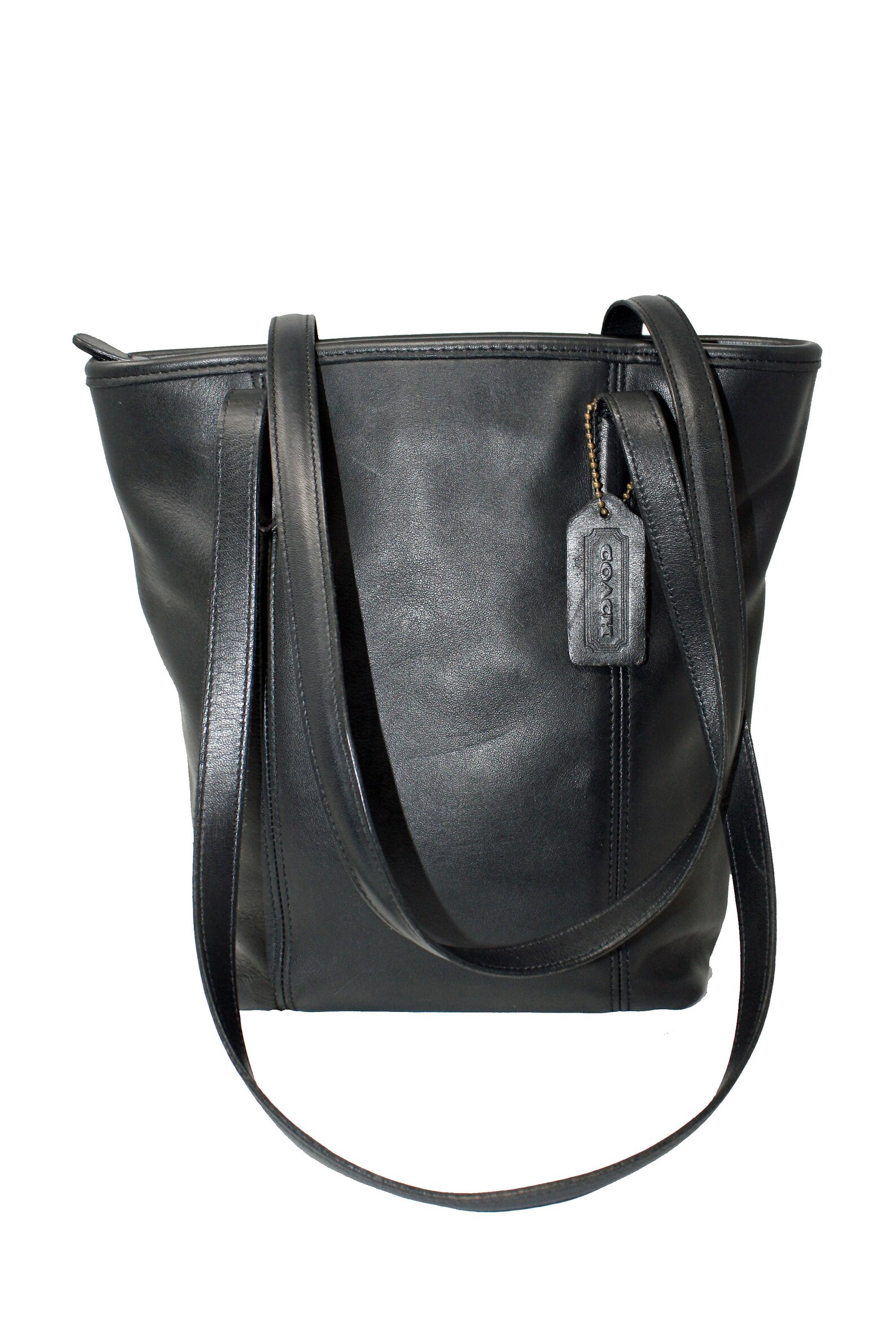 Vintage Coach Tote Style 9077 in Black Leather Small Shopper Etsy