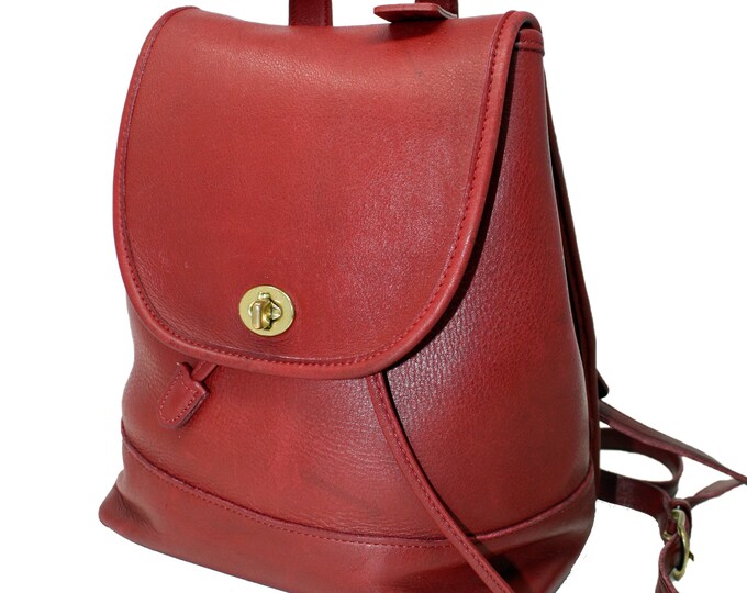 Coach Backpack Style 9791 in Red Leather With Gold Hardware, Large