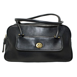 Coach Satchel Style No. 9713 in Black Leather, Penelope Lined Top