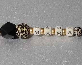 Mama Keychain, Mother’s Day Gift, Mom Gift, Leopard Bead, Gift for Mom, Mom Keychain