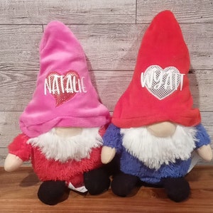 personalized gnomes for Valentines, Valentines day gnomes, personalized plush, Valentines Day gift gnome