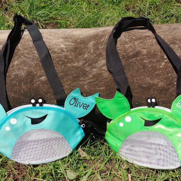 Personalized Crab Seashell Bags, Shell Bags, Beach Bag, Seashell Bag with adjustable strap, Kids Shell Bags
