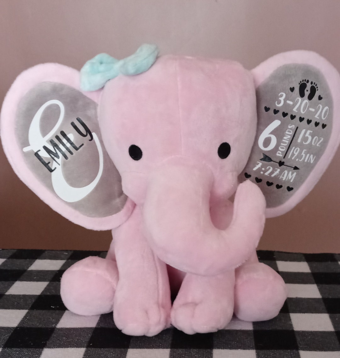 Birth Announcement Elephant, Birth Stat Elephant, Baby Keepsake, New