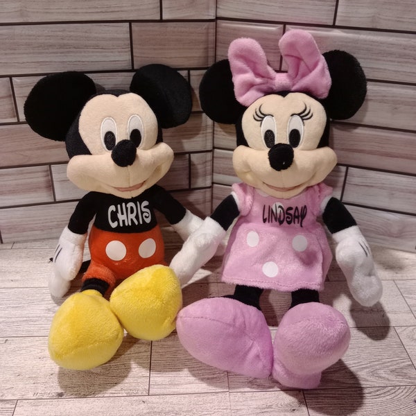 Personalized Minnie or Mickey Plush Toy, Mouse Plush, Baby Shower Gift, Birthday Gift, Flower Girl Gift Birthday Gift, Disney bedroom decor