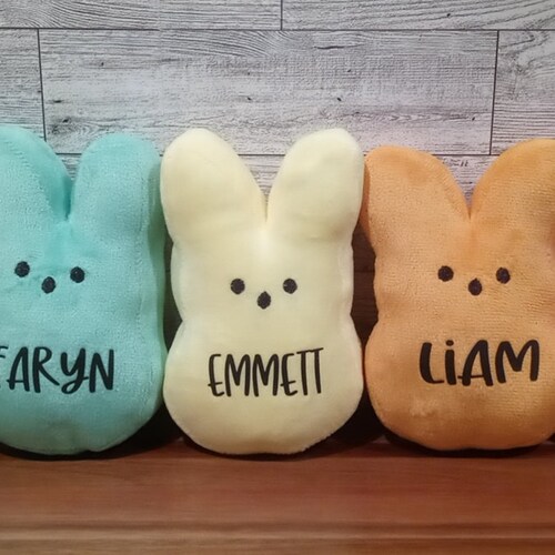 Personalized plush Bunny, Inspired Peep bunny, Personalized Peep,Easter Basket Stuffer,Easter Gift