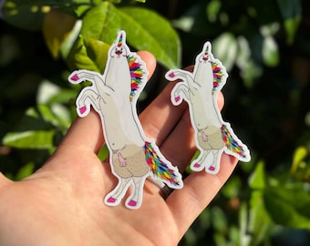 Rainbow Unicorn Sticker- Dickacorn - Waterproof/UV Resistant Vinyl