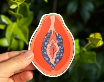 Papaya Vagina Sticker - Fruit Vulva Series - Waterproof/UV Resistant Vinyl