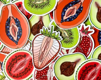 Vagina Fruit Stickers - Fruit Vulva Series - Waterproof/UV Resistant Vinyl