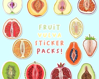 Vagina Fruit Sticker Pack- Vulva Fruit Series - Waterproof/UV Resistant Vinyl