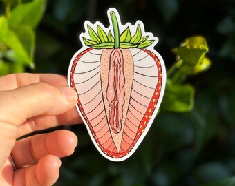Strawberry Vagina Sticker - Fruit Vulva Series - Waterproof/UV Resistant Vinyl