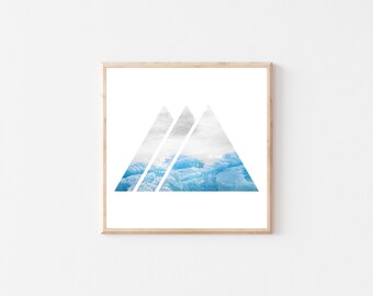 Iceland Glacier Lagoon Print, Geometric Triangle Art, Nordic Decor