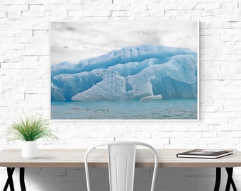 Minimalistische kunst print landschap, IJslandse kunst, minimalistische kunstposter, natuurmuurfoto's, abstracte natuurkunstprint, minimalistische kunst blauw
