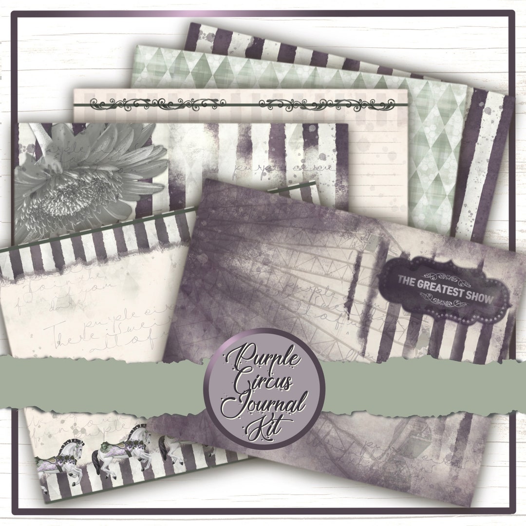 Junk Journal Paper Kit, Purple Circus Paper Kit, Printable Paper Kit, Digital Paper Kit, DIGITAL ...