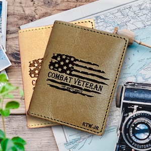 Cartera militar personalizable, libreta de campaña, bandera estadounidense, regalo patriótico, cosida a mano, AF1, NW1