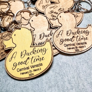 Cruising Duck Keychains, Custom, personalized, cruise souvenir, laser engraved, Wood, yellow, carnival, royal Caribbean, princess, KC1