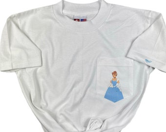 Disney Cinderella Pocket Tshirt Unisex Mens Womens Disneyland Disneyworld Disney Vacation Glass Slipper Disney Shirt Princess
