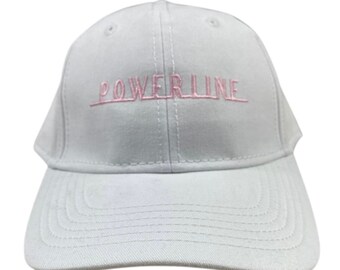 Powerline Baseball Cap White and Light Pink Adjustable Hat
