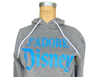 SALE! Jadore Disney Heather Gray Hoodie Sweatshirt Disneyland Disneyworld Paris Disney Vacation Hooded Sweatshirt Mickey Mouse