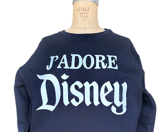 Jadore Disney Black Crewneck Sweatshirt Disneyland Disneyworld Paris Disney Vacation