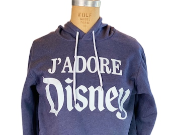 SALE! Jadore Disney Heather Navy Lightweight Hooded Sweatshirt Disneyland Disneyworld Paris Disney Vacation Mickey Mouse