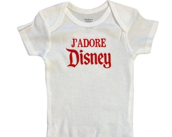 SALE! Jadore Disney, Baby Onesie, Disneyland, Disneyworld, Paris, Disney Vacation, Valentines Day, Red Hearts, Baby Clothing, Disney Baby