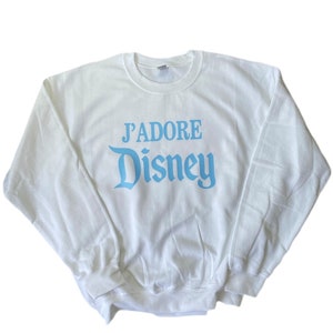 J&#39;adore Disney Biała bluza z okrągłym dekoltem Disneyland Disneyworld Paris Disney Vacation