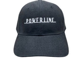 Powerline Baseball Cap Black and White Adjustable Hat