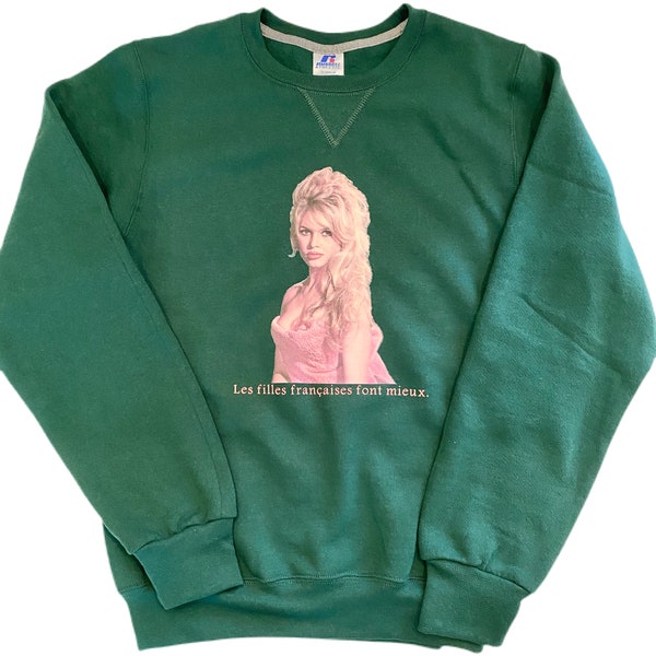 Brigitte Bardot Crewneck Unisex Sweatshirt Français Filles Films des années 1960 Mode Français Actrice Français Mode Français Chemise