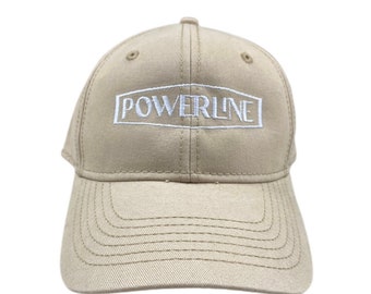 Powerline Baseball Cap Khaki Tan and White Adjustable Hat