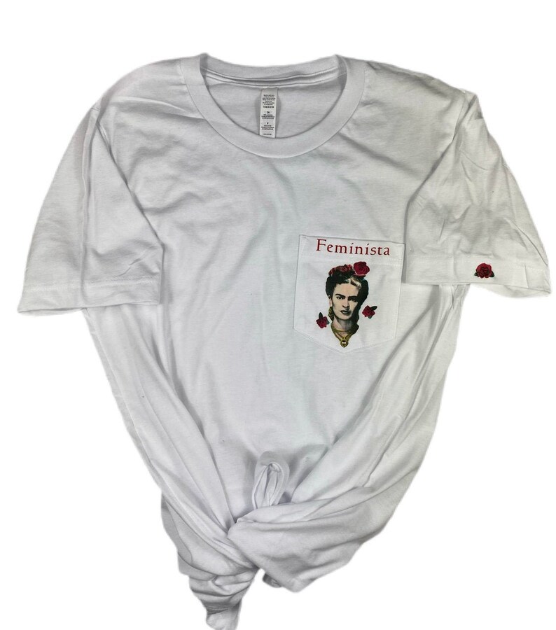 Frida Kahlo Feminist Pocket Tshirt Unisex Mens Womens Mexican Artist Feminista Feminist Shirt Rose Shirt Art Shirt