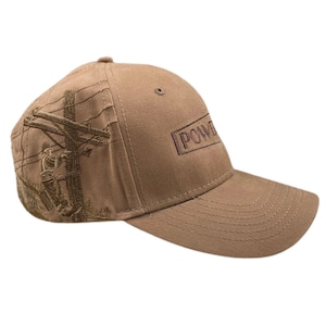 Powerline Baseball Cap Lineman Embroidered Brown Hat Adjustable
