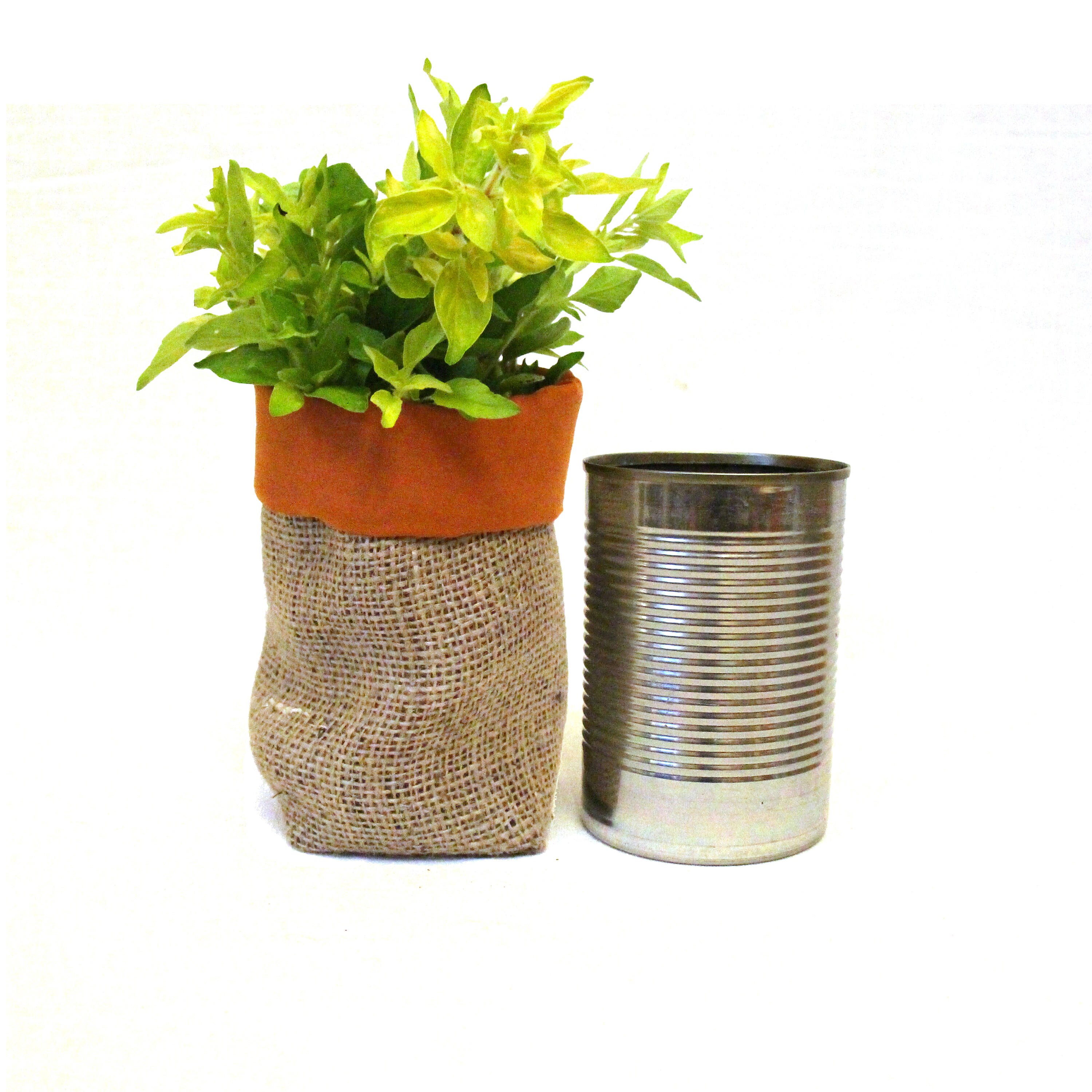 Hessian Planter Upcycled Tin Can Flower Vase Reversible Etsy