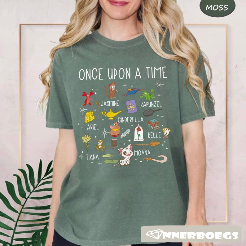 Once Upon A Time Princess Comfort Colors Shirt,princess Ariel Jasmine