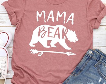 Mama Bear Shirt, HIGH QUALITY HANDMADE Print Mom Tee, Gift for Mom, Bear Family Shirts, Mom Shirt