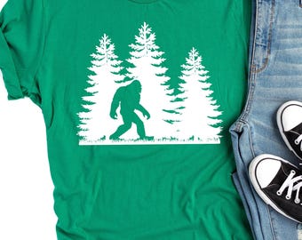 Bigfoot Shirt, Camping Shirt, Hiking Shirt, Bigfoot in the Forest Shirt, Sasquatch Shirt, Bigfoot Tee, Adventure Shirt, Mountain Shirt