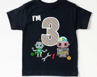 I'm 3 Birthday Robot Shirt, 3rd Birthday Shirt, Birthday Boy Tshirt, Boys Birthday Tee, Third Birthday Shirt, Robot Birthday Party