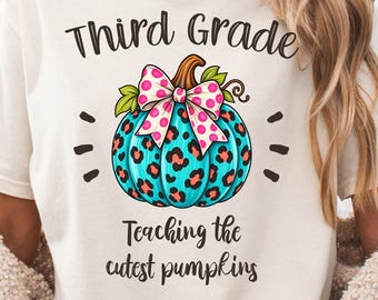 Third Grade Teacher Thanksgiving Fall Pumpkin Shirt Comfort Colors Vintage Style 3rd Grade Educator Tee Gift