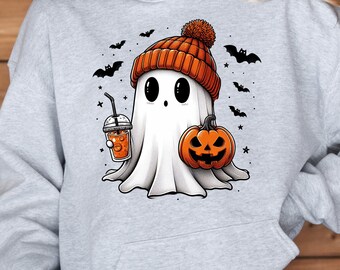 Beanie Ghost Hoodie, Halloween Sweatshirt, Ghost Shirt, Spooky Season Hoodie